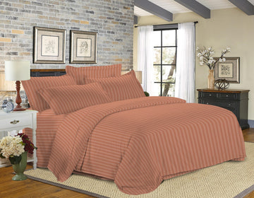 Premium Strip Bed Sheet Set | Brown