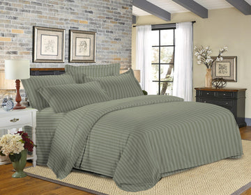 Premium Strip Bed Sheet Set | G G Grey