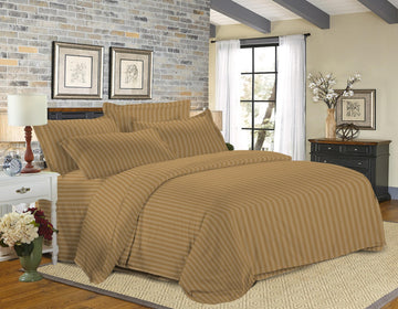 Premium Strip Bed Sheet Set | Dark Mustard