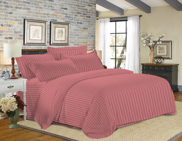 Premium Strip Bed Sheet Set | Pinkish