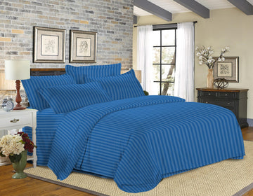 Premium Strip Bed Sheet Set | Blue